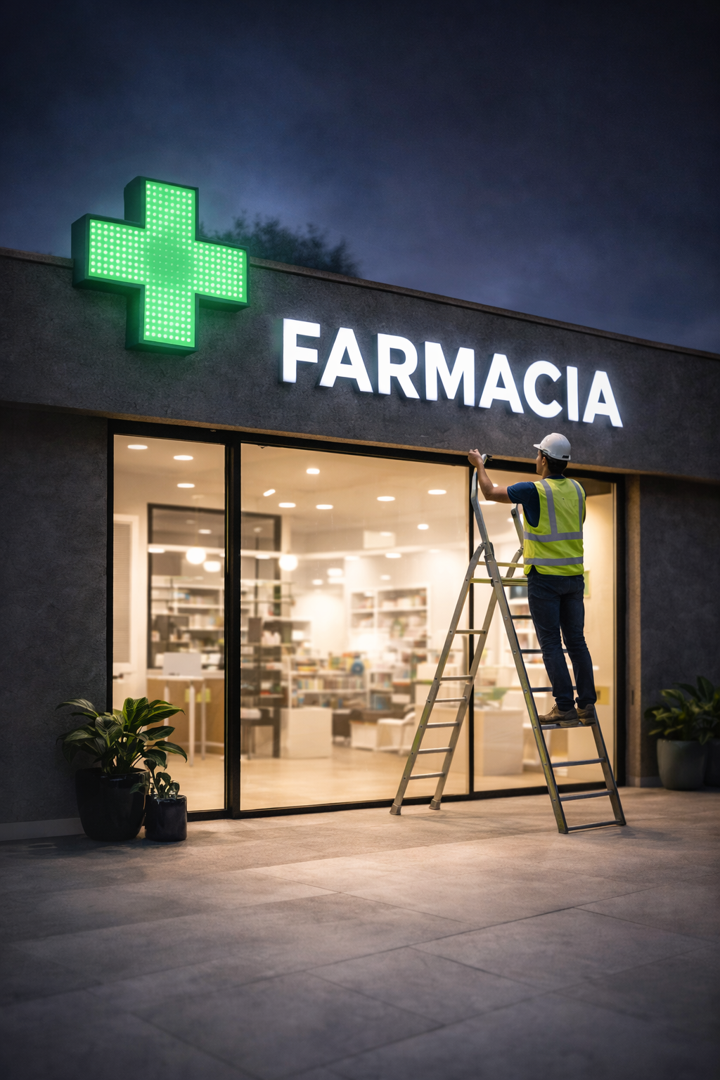 Rótulo luminoso para farmacia