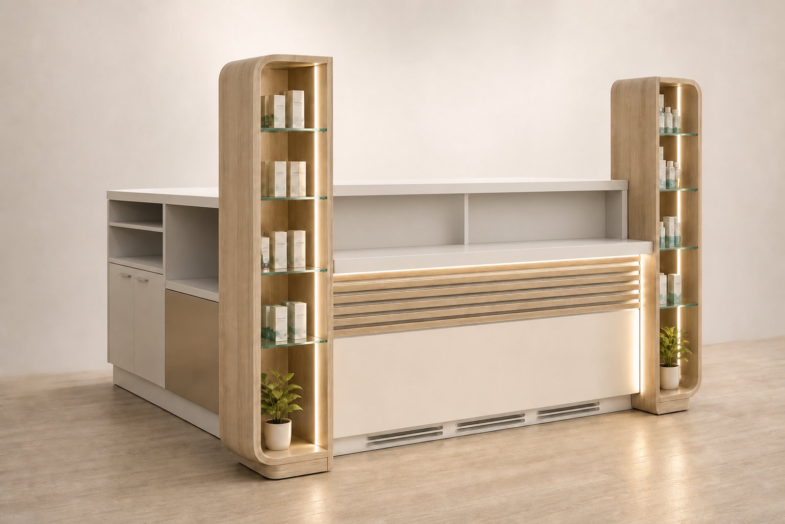 Mostrador doble de farmacia Luminotecno V28