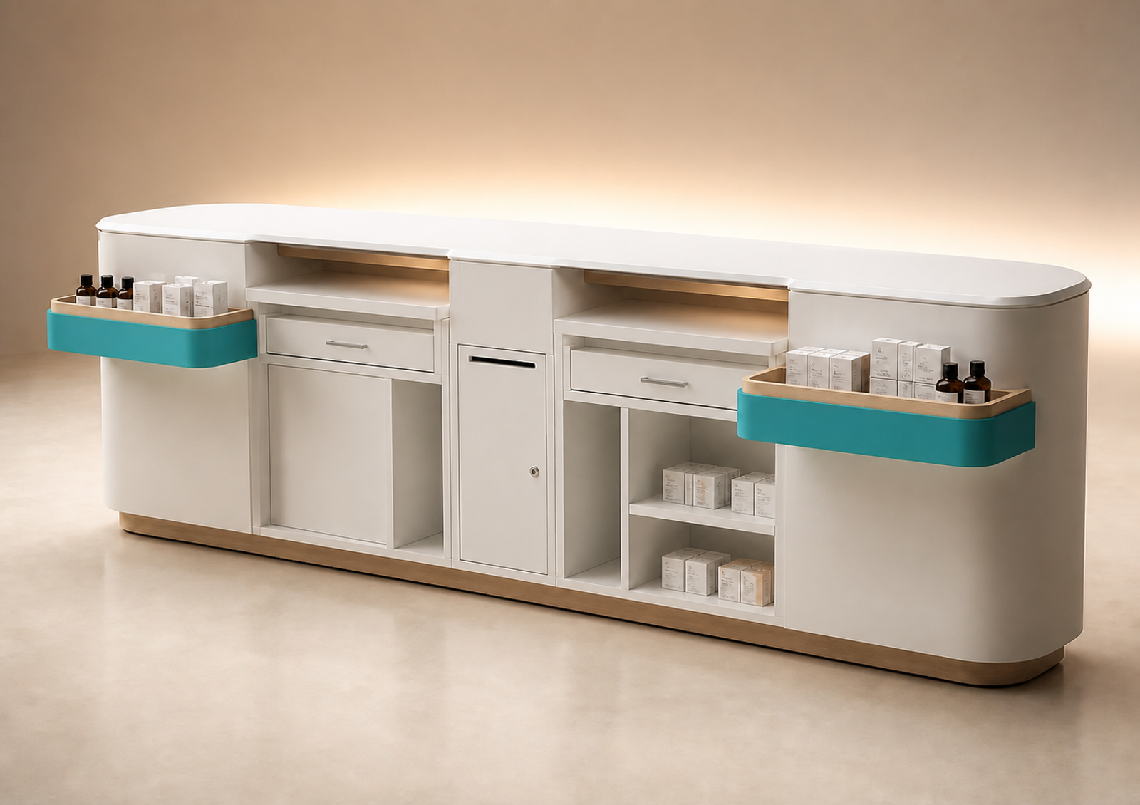 Mostrador doble de farmacia Luminotecno V26