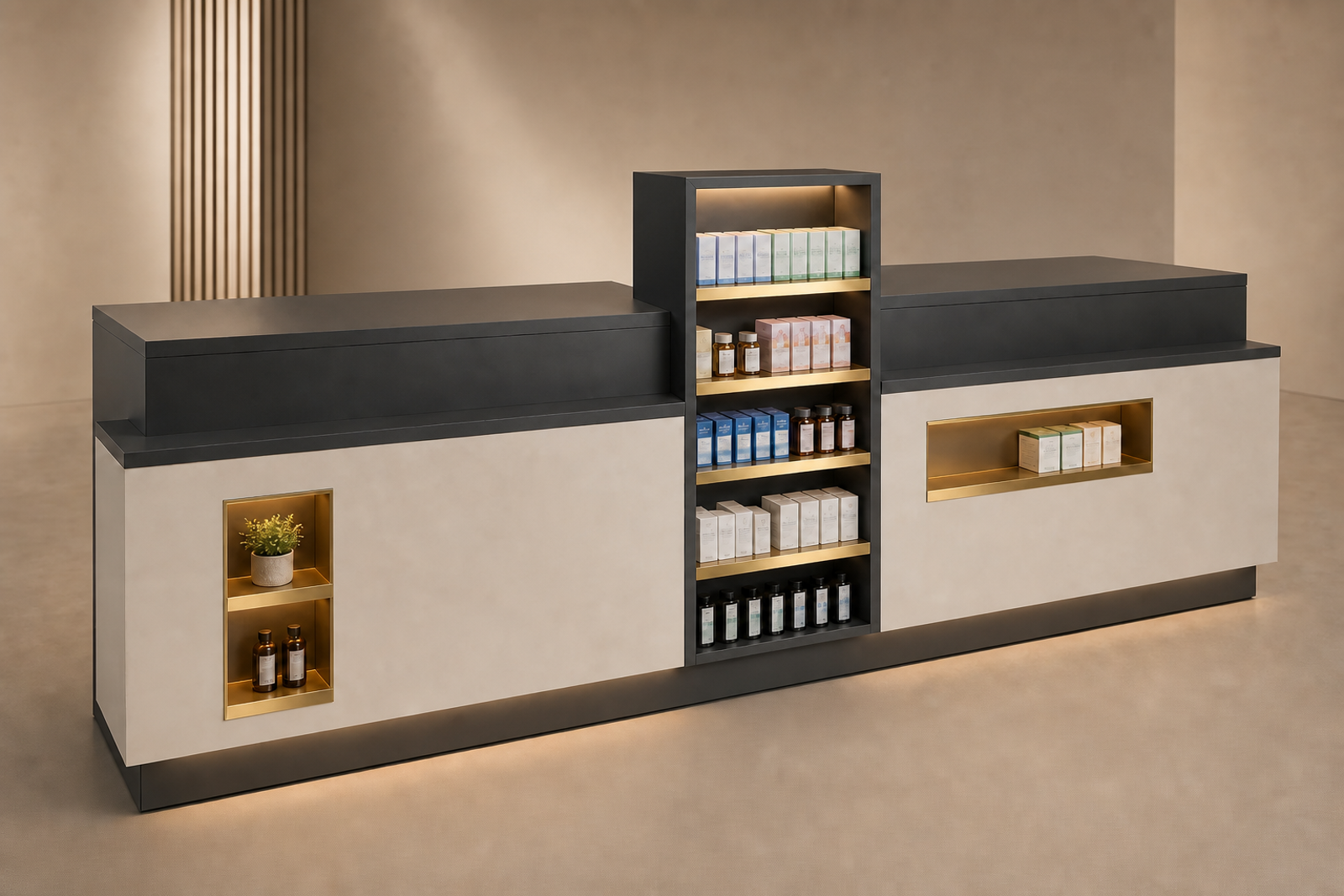 Mostrador doble de farmacia Luminotecno V13