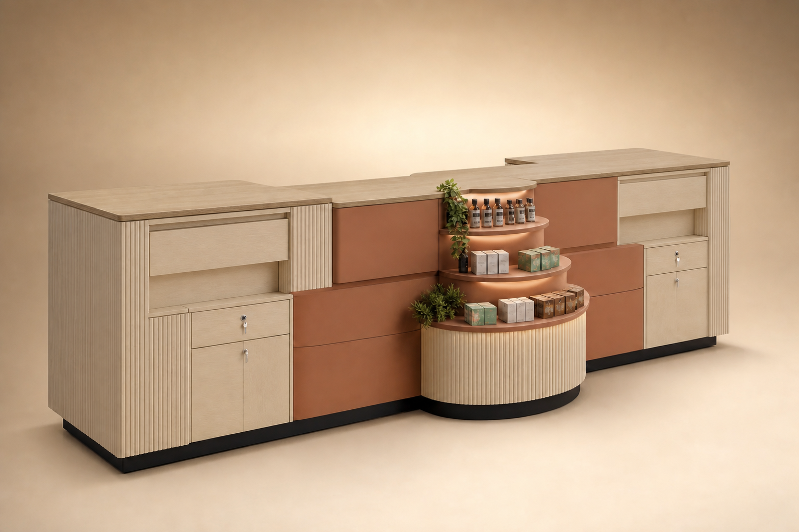 Mostrador doble de farmacia Luminotecno V18