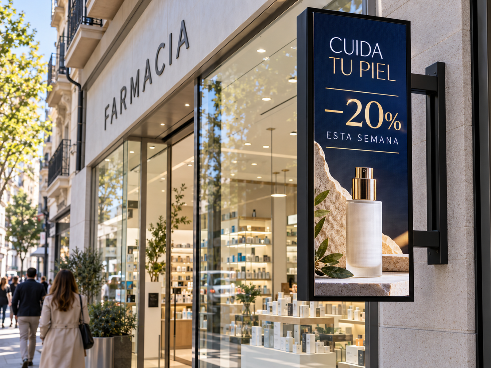Pantalla LED exterior en banderola Luminotecno B01